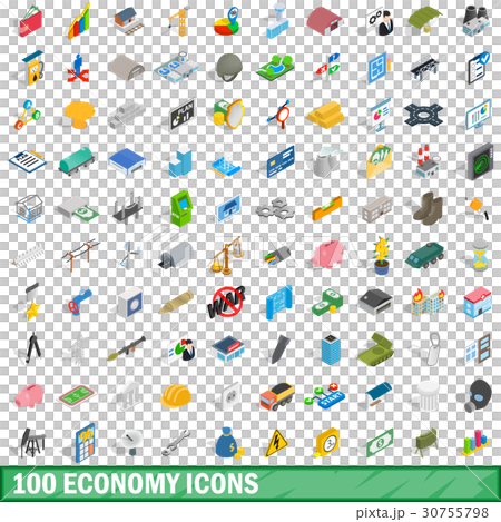 100 economy icons set, isometric 3d style 100 economy icons set, isometric 3d style 30755798