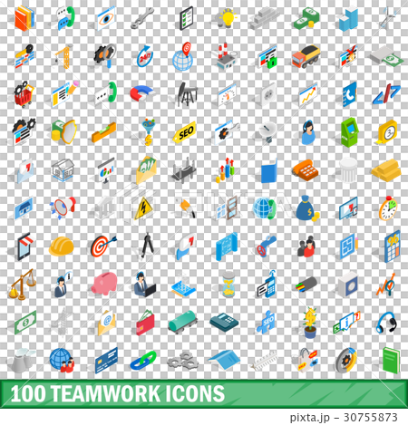 100 teamwork icons set, isometric 3d style 100 teamwork icons set, isometric 3d style 30755873