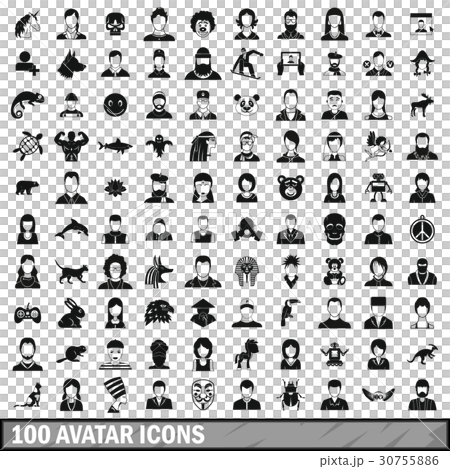 100 avatar icons set, simple style 30755886