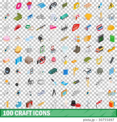 100 craft icons set, isometric 3d style 30755897
