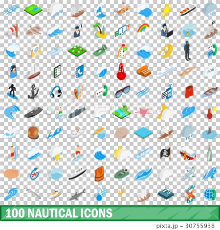 100 nautical icons set, isometric 3d style 30755938
