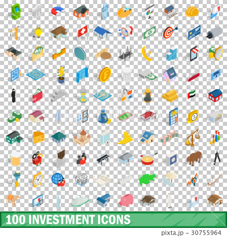 100 investment icons set, isometric 3d style 30755964