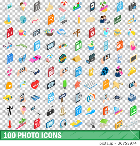 100 photo icons set, isometric 3d style - Stock Illustration [30755974 ...