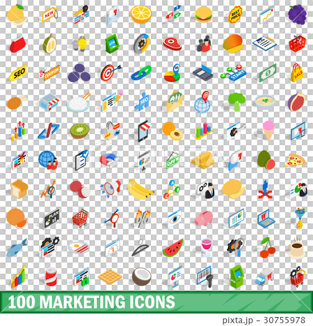 100 marketing icons set, isometric 3d style - Stock Illustration ...