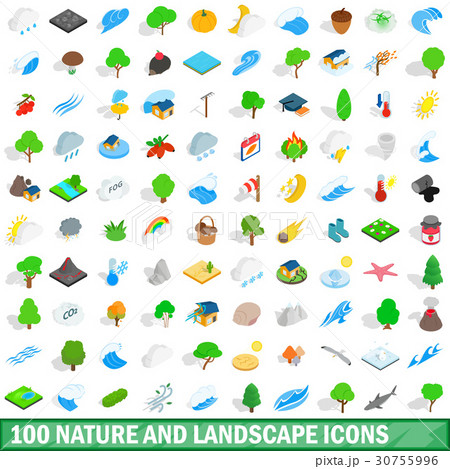 100 nature and landscape icons set 30755996