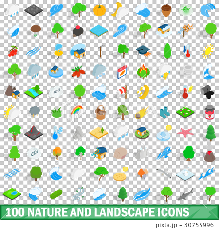 100 nature and landscape icons set 30755996