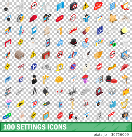 100 settings icons set, isometric 3d style - Stock Illustration ...