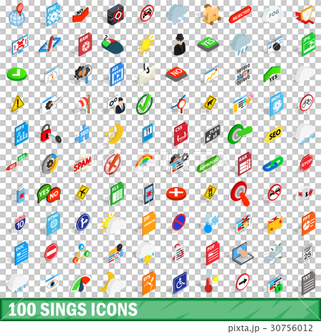 100 sings icons set, isometric 3d style 30756012