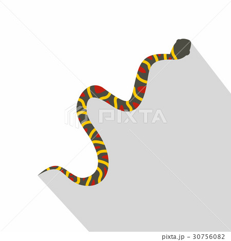 Gray snake with yellow stripes and red spots icon Gray snake with yellow stripes and red spots icon 30756082