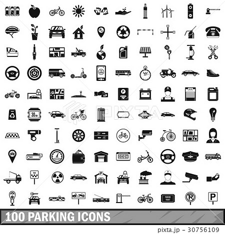 100 parking icons set, simple style 30756109