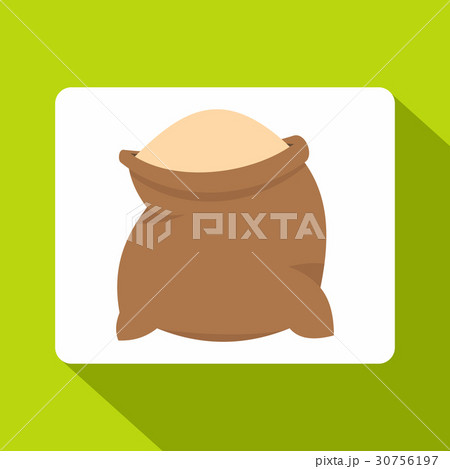 Linen sack full of flour icon, flat style 30756197