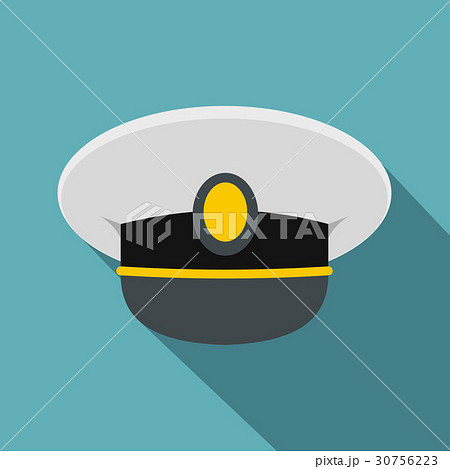 White nautical hat icon, flat style White nautical hat icon, flat style 30756223