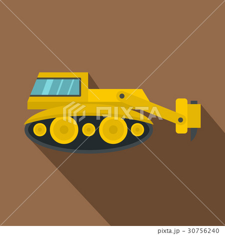 Excavator with hydraulic hammer icon, flat style 30756240
