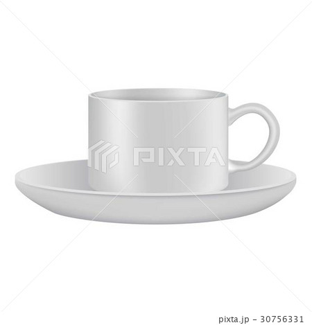 White cup and saucer mockup, realistic style 30756331