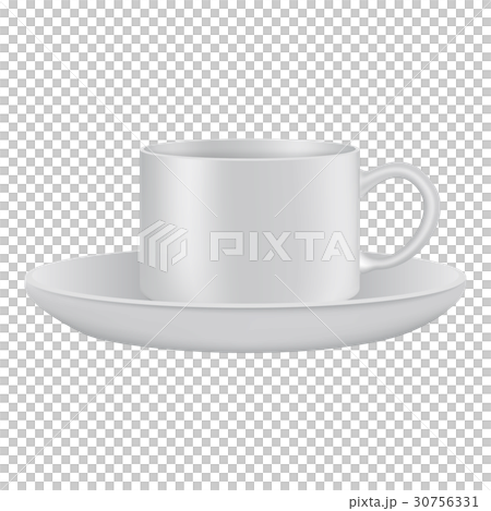 White cup and saucer mockup, realistic style 30756331