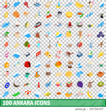 100 ankara icons set, isometric 3d style 30756347