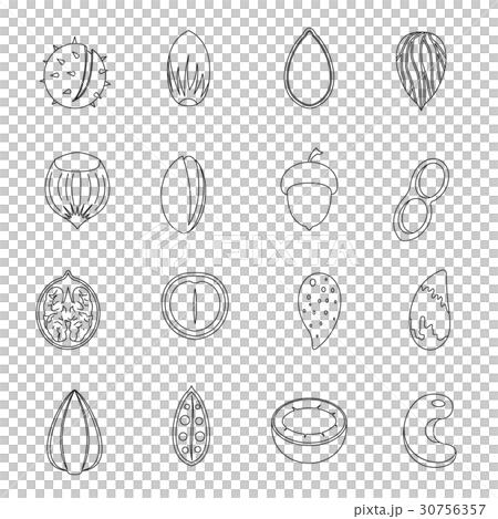 Nuts icons set, outline style 30756357