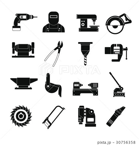 Metal working icons set, simple style Metal working icons set, simple style 30756358