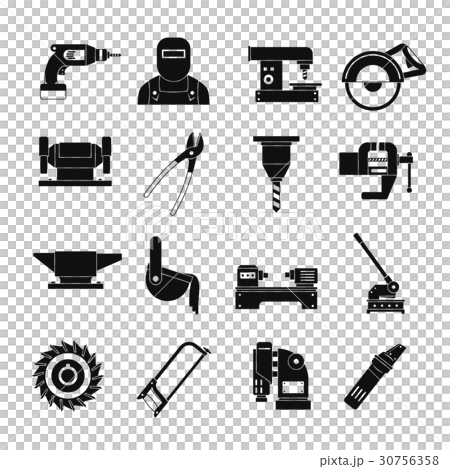 Metal working icons set, simple style Metal working icons set, simple style 30756358