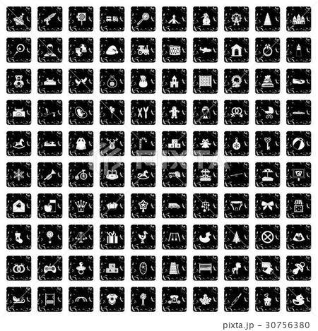 100 baby icons set, grunge style 100 baby icons set, grunge style 30756380