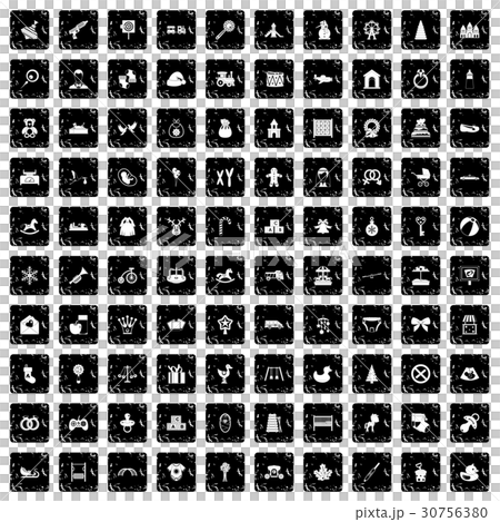 100 baby icons set, grunge style 100 baby icons set, grunge style 30756380