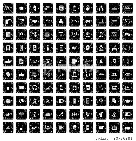 100 call center icons set, grunge style 100 call center icons set, grunge style 30756381