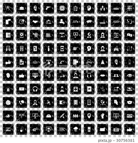 100 call center icons set, grunge style 100 call center icons set, grunge style 30756381