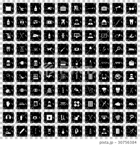 100 care icons set, grunge style 100 care icons set, grunge style 30756384