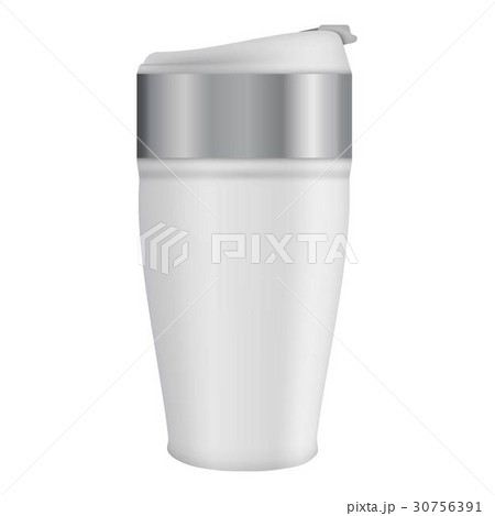 White thermos mug mockup, realistic style 30756391