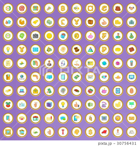 100 bank icons set in cartoon style 30756431