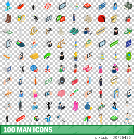 100 man icons set, isometric 3d style - Stock Illustration [30756456 ...