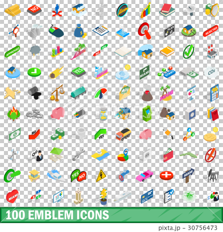 100 emblem icons set, isometric 3d style - Stock Illustration [30756473 ...