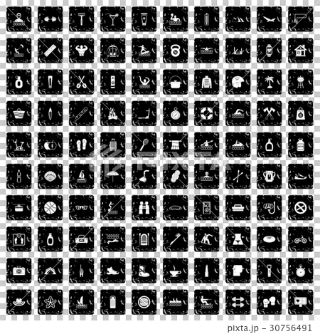 100 human health icons set, grunge style 30756491