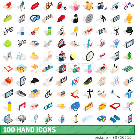 100 hand icons set, isometric 3d style 30756516