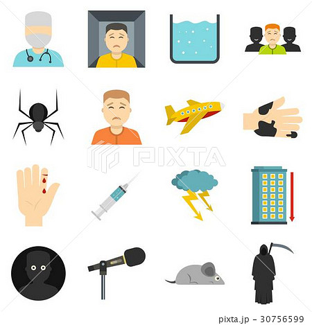 Phobia symbols icons set in flat style 30756599