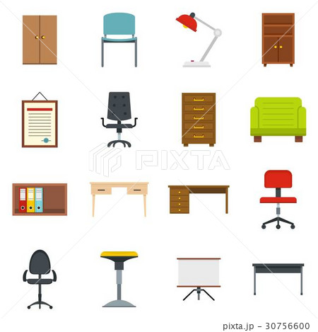 Office furniture icons set in flat style Office furniture icons set in flat style 30756600