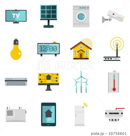 Smart home house icons set in flat style Smart home house icons set in flat style 30756601