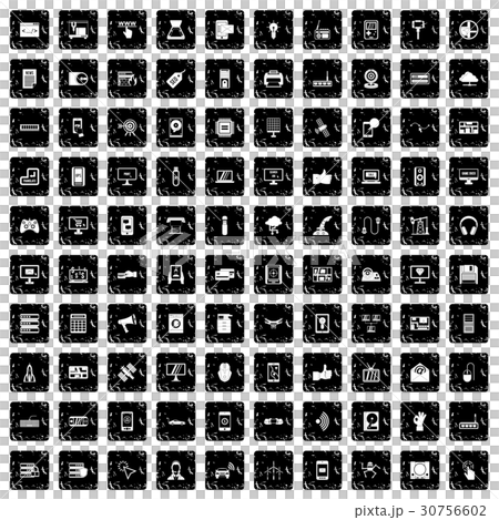 100 technology icons set, grunge style 30756602