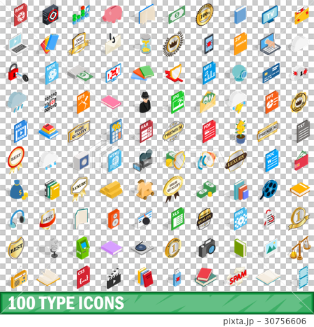 100 type icons set, isometric 3d style 30756606