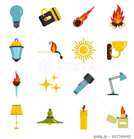 Light source symbols icons set in flat style Light source symbols icons set in flat style 30756640