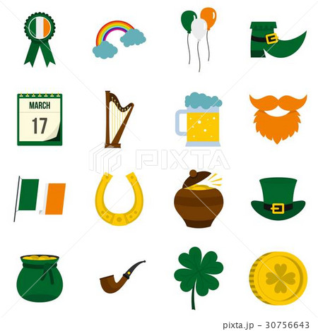 Saint Patrick icons set in flat style Saint Patrick icons set in flat style 30756643