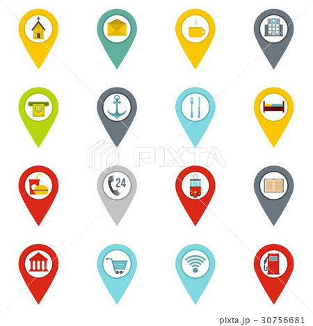 Points of interest icons set in flat style 30756681