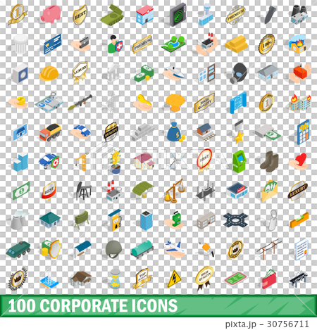 100 corporate icons set, isometric 3d style - Stock Illustration ...