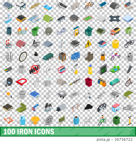 100 iron icons set, isometric 3d style 100 iron icons set, isometric 3d style 30756722