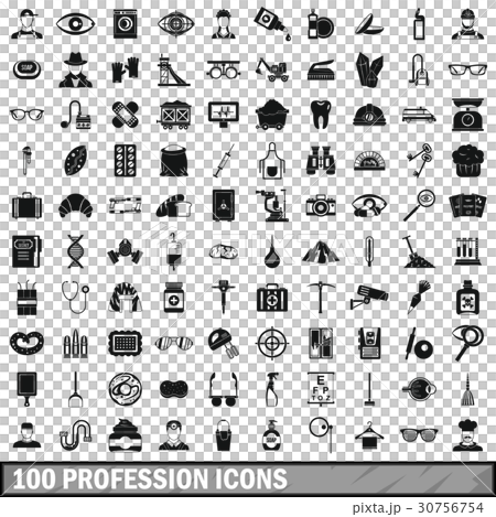 100 profession icons set, simple style 30756754