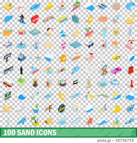 100 sand icons set, isometric 3d style 30756759