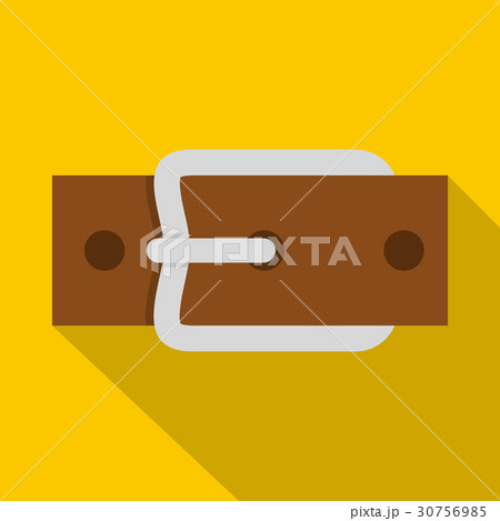 Leather belt with silver buckle icon, flat style Leather belt with silver buckle icon, flat style 30756985