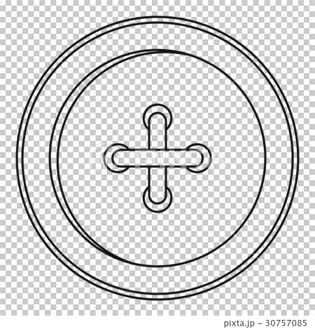 Round sewn button icon, outline style 30757085