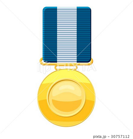 Gold Medal With Blue Ribbon Icon Cartoon Styleのイラスト素材