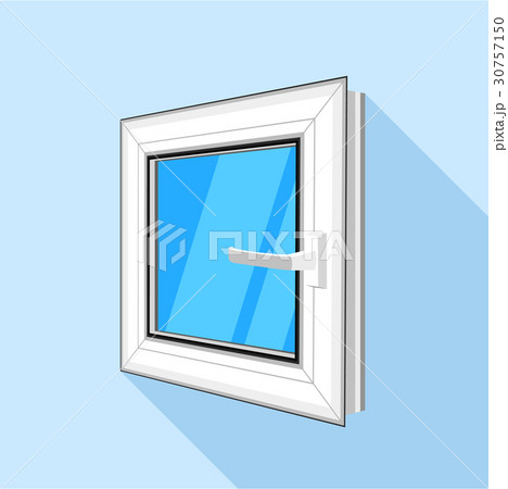 Square plastic window with blue sky glass icon Square plastic window with blue sky glass icon 30757150